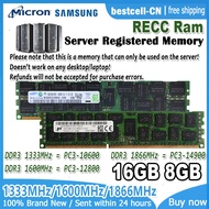 DDR3ความจำ Samsung 16กิกะไบต์/ไมครอน/8กิกะไบต์1333MHz 1600MHz 1866MHz PC3-12800R PC3-10600R ความจำที