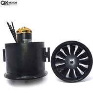 พัดลมท่อ QX-MOTOR 70มม. 12ใบพัดพร้อม QF2827 2600kv/1800kv มอเตอร์ไร้แปรงถ่านใช้4S/6S สำหรับเครื่องบินบังคับวิทยุ FMS