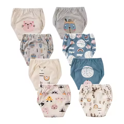 8PC Diapers Panties Baby Potty Training Pants Children's Cotton Urine-proof Underwear Abstain From D