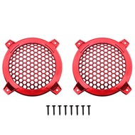 4Inch Grill Cover DGZZI 2PCS 4inch Red Round ABS Plastic Mesh Grilles Car Audio Speaker Covers Woofe