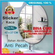 Shatterproof Wall Mounted Glass Sticker Mirror Minimalist Oval Mirror Sticker Oval Glass Original ORI