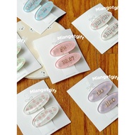 1 set of 2 cute little flower bang clips with custom name and 5 words for girlfriend