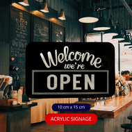 SIGN LABEL BUKA TUTUP OPEN CLOSE BOLAK BALIK HANGING ACRYLIC SIGN MODERN MINIMALIS