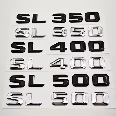 3D ABS Car Letters Badge Sticker Rear Trunk Logo SL350 SL400 SL500 Emblem For Mercedes Benz SL350 SL