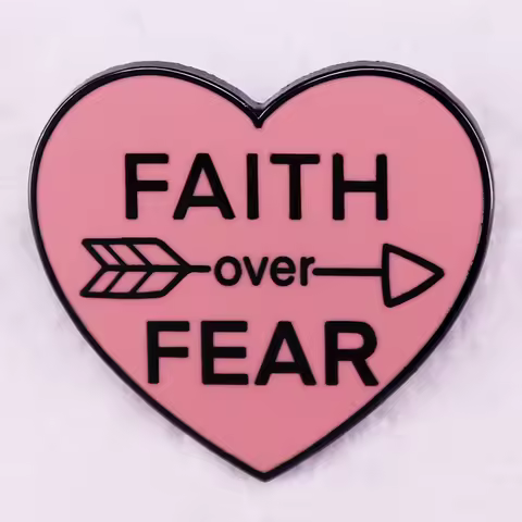 Faith Over Fear Heart Enamel Pin Christian Love Like Jesus Religious Brooch Jewelry Collectibles