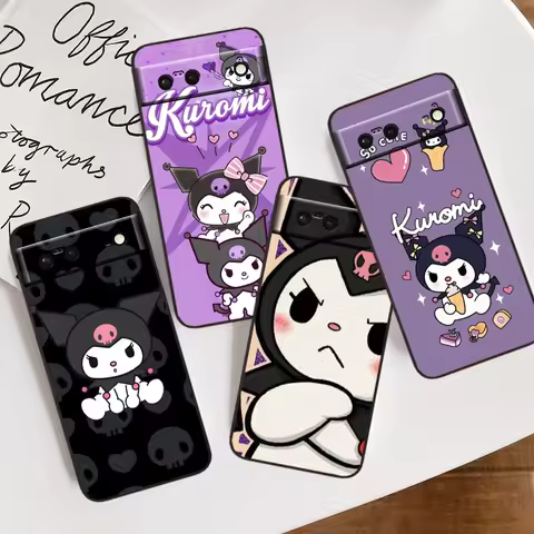Kuromi Cute For Google Pixel 8 7A 7 6A 6 5A 5 4 4A XL 5G Black Silicon Shockproof Shell Back Phone C