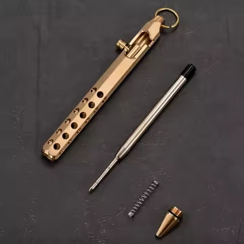 Portable Brass Pen Medium Point 1.0mm Bolt Action Signature Pen Smooth Writing Retro Rollerball Pen