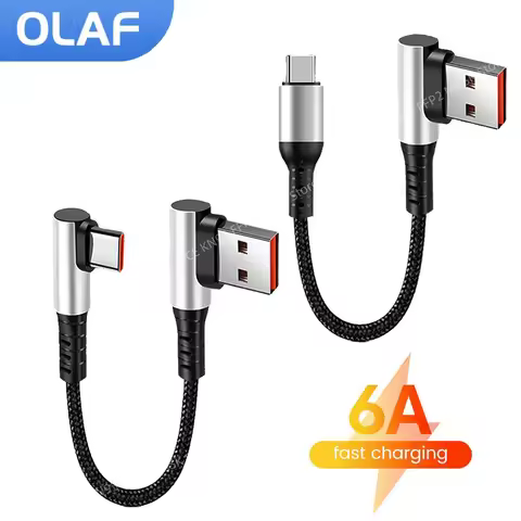 Olaf 25cm/50cm USB Type C Cable 6A Short Type C to Type C Fast Charging Data Cord For iphone 15 Sams
