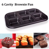 [SG Seller] 6 Cavity Brownie Baking Pan Square Shape Mini Bread Loaf Squares Cookie Crumble Fudgy Br