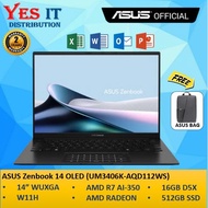 ASUS Zenbook 14 OLED UM3406K-AQD112WS (Al 7-350, 16GB DDR5, 512GB 4.0, 14", AMD Radeon, W11) LAPTOP