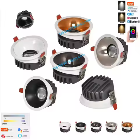 Recessed Dimming LED COB 7W/10W/12W/15W Spotlight Ultra Thin Anti-glare Aluminum High CRI Zigbee Sma