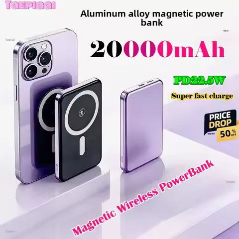 Taepiaai 20000mAh Portable Magnetic Wireless PowerBank PD22.5W Fast Charging External Battery for Ma