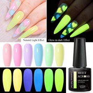 MEET ACROSS 7ml Luminous Gel Nail Summer Candy Color Nails Art Gel Varnish Manicure