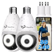 Light Bulb Security Camera 2 Pack, 5G&2.4G Dual-Band WiFi Light Socket Camera with 2K Color Night Vi