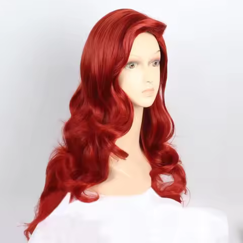 New Long Wavy Copper Red Jessica Rabbit Hair With Big Swap Bangs Heat Resistant Cosplay Costume mix 