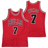 MERAH IMPORTED EMBROIDERED BULLS CLASSIC 7 TONI KUKOC RED BASKETBALL JERSEY