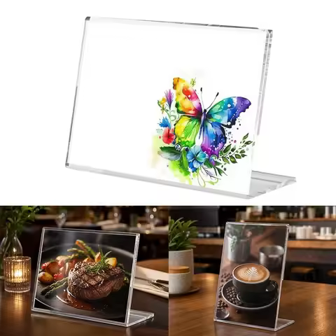 Sturdy A4/A5 Table Sign Holder L-Type Clear Transparent Menu Paper Holder Double Side Ad Frame Card