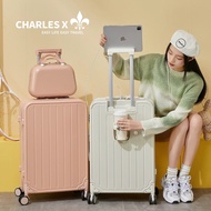 CHARLES X กระเป๋าเดินทาง กระเป๋าเดินทาง ABS+PC รับประกัน 5 ปี ขนาด 20/24 นิ้ว ทนทาน วัสดุแข็ง ผิวเรียบ