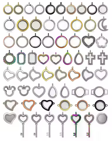 13pcs Necklace Keychain Jewelry Charms Gift Photo Collars Glass Floating Living Memory Locket For Wo