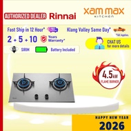 Rinnai RB-772S 2 Burner Built-in Gas Hob / 4.5kW Stainless Steel Kitchen Gas Stove / RB-27HS