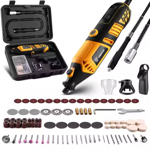 DEKO 220v Rotary Tool Kit Power Hand Rotary Tools Mini for Wood/Metal, Electric Grinder Drill Machin