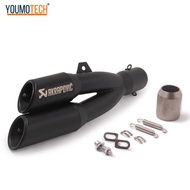 51mm/2 Inches Motorcycle Exhaust Muffler Pipe Escape Moto Exhaust Canister Tail Pipe Double-Outlet E