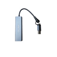 GLINK GL-051A 4-in-1 Type-C to RJ45 Ethernet Adapter with 3 USB 3.0 Ports Plug Play GL051 (UH168-GY)