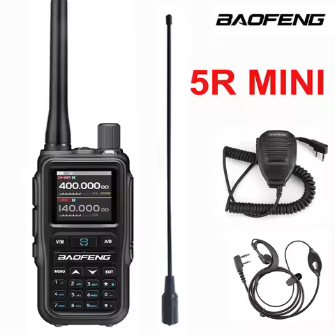 New Black Baofeng UV-5R Mini Dual Band Dual PTT Walkie Talkie 5RMINI Air Band RX 5W Compact VOX FM A