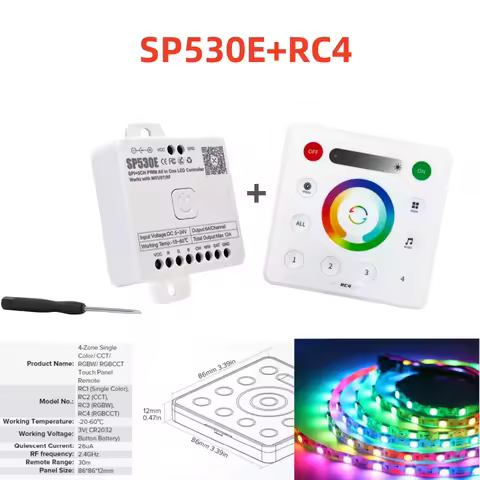 DC5V-24V SP530E All in One LED Controller Wifi Alexa Google Home 5CH PWM SPI Pixels LED Strip Light 
