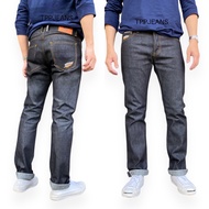 JUSTJEANS Denim Selvedge กางเกงยีนส์ผ้าดิบรีมแดง ทรงกระบอกเล็ก ทรงสวยย เป้ากระดุม ปักขนนก Size 28-36