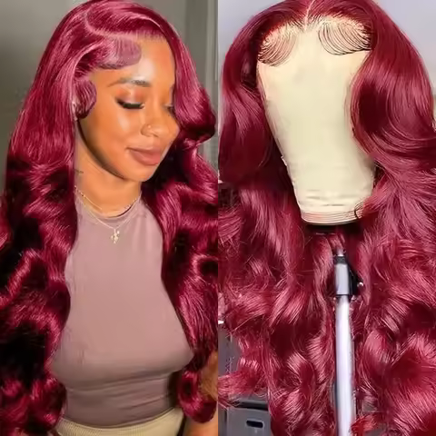 99J Burgundy Lace Frontal Wig 13x4 Body Wave Lace Front Wig HD Transparent Lace Frontal Wig Human Ha