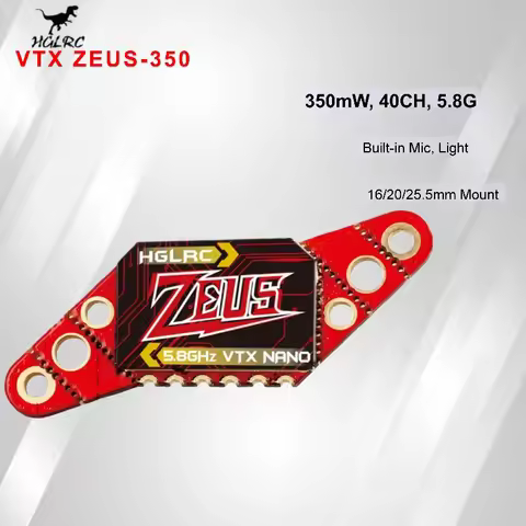 16mm/20mm/25.5mm Hole HGLRC Zeus Nano 350mW 5.8G 40CH VTX Built-in Mic 16/20/25.5mm for FPV Drone