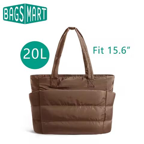 BAGSMART Lightweight Puffy Quilted Tote Bag Quilted Women's Shoulder Bag Handbag Travel Work Gym Tot