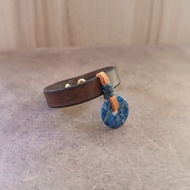 靜謐真知 天青石細皮革手環