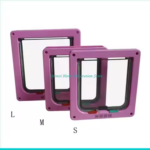 H7BF Pet Dogs Door Sliding Cats Door Automatic Flap Lockable Door for Existing Wall Door for Small D