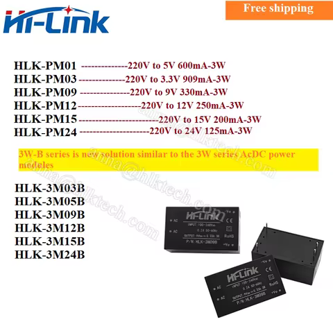 Hi-Link mini PM01 3M05B 3M03B 3M09B HLK-PM03 3M24B 3M12B 220V To 3.3V 5V 9V 12V 15V 24V 3W AC DC Pow