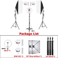 ไลฟ์สด Ring Light & 85W/300W ไฟถ่ายรูป ไฟไลฟ์สด ไฟสตูดิโอ 50x70cm Softbox Studio Lighting Kit