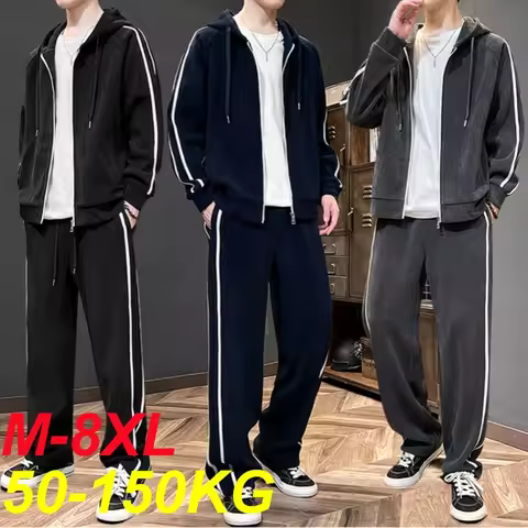Big Size 8xl 7xl Corduroy Men's Tracksuit Set Black Hoodie Pants 2pcs Suits Autumn Winter Jacket Hoo