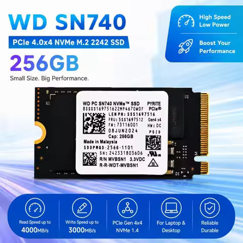 OEM WD SN740 256GB PCIe 4x4 NVMe M.2 2242 SSD for Lenovo ThinkPad X1 Nano Titanium Flex E14 E15 Idea