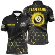 Customized Aim Shoot Swear Repeat 9 Ball Pool Yellow Billiards Team Shirts, Personalized Billiard Po