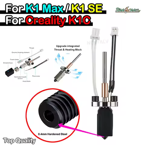 New Upgrade Hotend For Creality K1C/K1 MAX hotend Replaceable nozzle Brass Hard For K1 SE hotend Kit