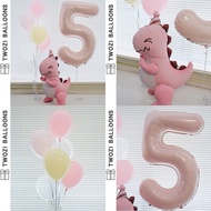 3D 3D Matte Pink Dinosaur Balloon Pink Number Foil Balloon Decoration Children's Birthday Atmosphere