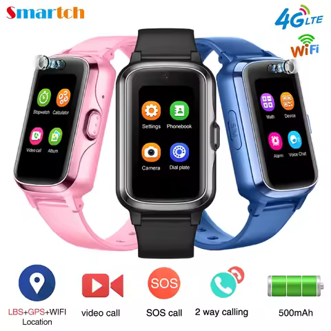 Kids 4G Smart Watch 500mAh SOS GPS Location Video Call WiFi Sim Card For Children Smartwatch Camera 