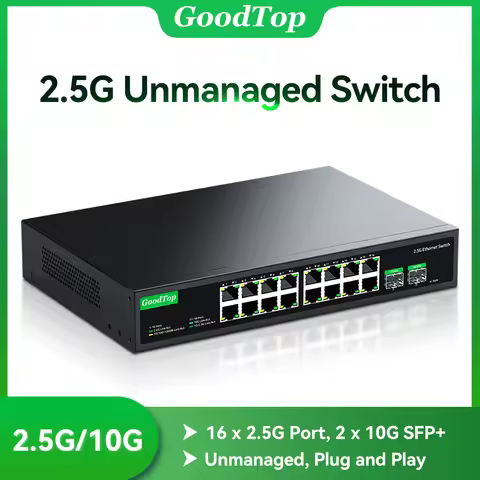 GoodTop 16 Port 2.5G Ethernet Switch with 2 Port 10G SFP+ Network Switch 120G Bandwidth Unmanaged Ne