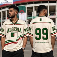 Vintage Algeria Flag Football Jersey Number 99 V Neck Jersey Algerian Fans Casual Sport Unisex Stree