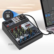 [Dolity2] Audio Mixer Support Bluetooth 5.0 USB Portable 4 Channel 48V Power DJ Mixer for Computer