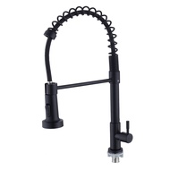 Vòi kéo lò xo với hai chế độ Máy phun tay cầm đơn Vòi bồn rửa nhà bếp lò xo hồ quang cao Màu đen mờ 