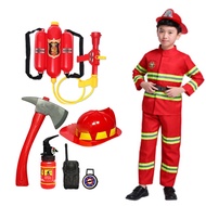2022 Halloween Cosplay Kids Firefighter Uniform Children Sam Fireman Role Work Clothing Suit Boy