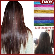 TMOY 120 Strands Hair Tinsel Bling Silk Hair Flare Strands Glitter Rainbow Hair Decor