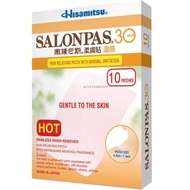SALONPAS 30 HOT 10S For relief of aches and pains Untuk melegakan kesakitan
